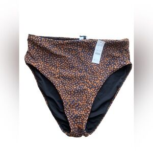 J.CREW High Rise Animal Print Bikini Bottom Blue Rust Size M NWT